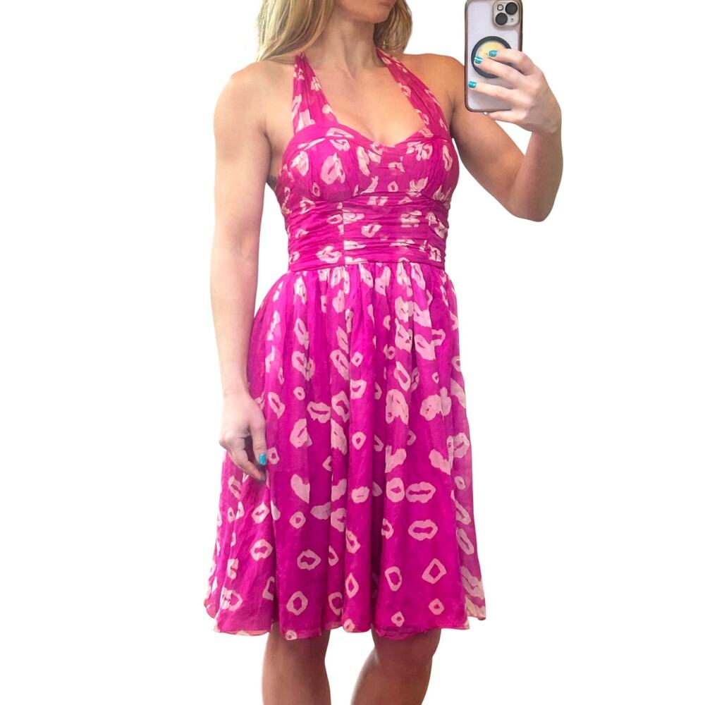 Rare Vintage French Connection 100% Silk Kiss Print Dress - 2